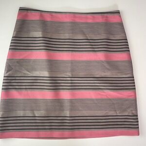 Ann Taylor Loft Pink Grey Striped A-Line Mini Skirt Size 4 Metallic Mixed Media